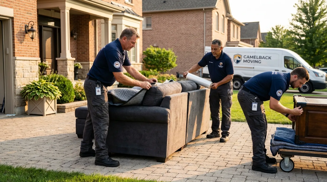 Large estate moving crew wrapping furniture in Atlanta, TX